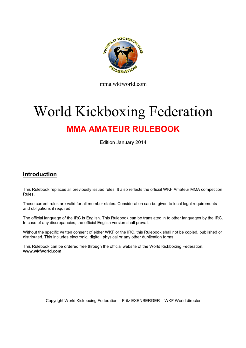 World Kickboxing Federation MMA AMATEUR RULEBOOK