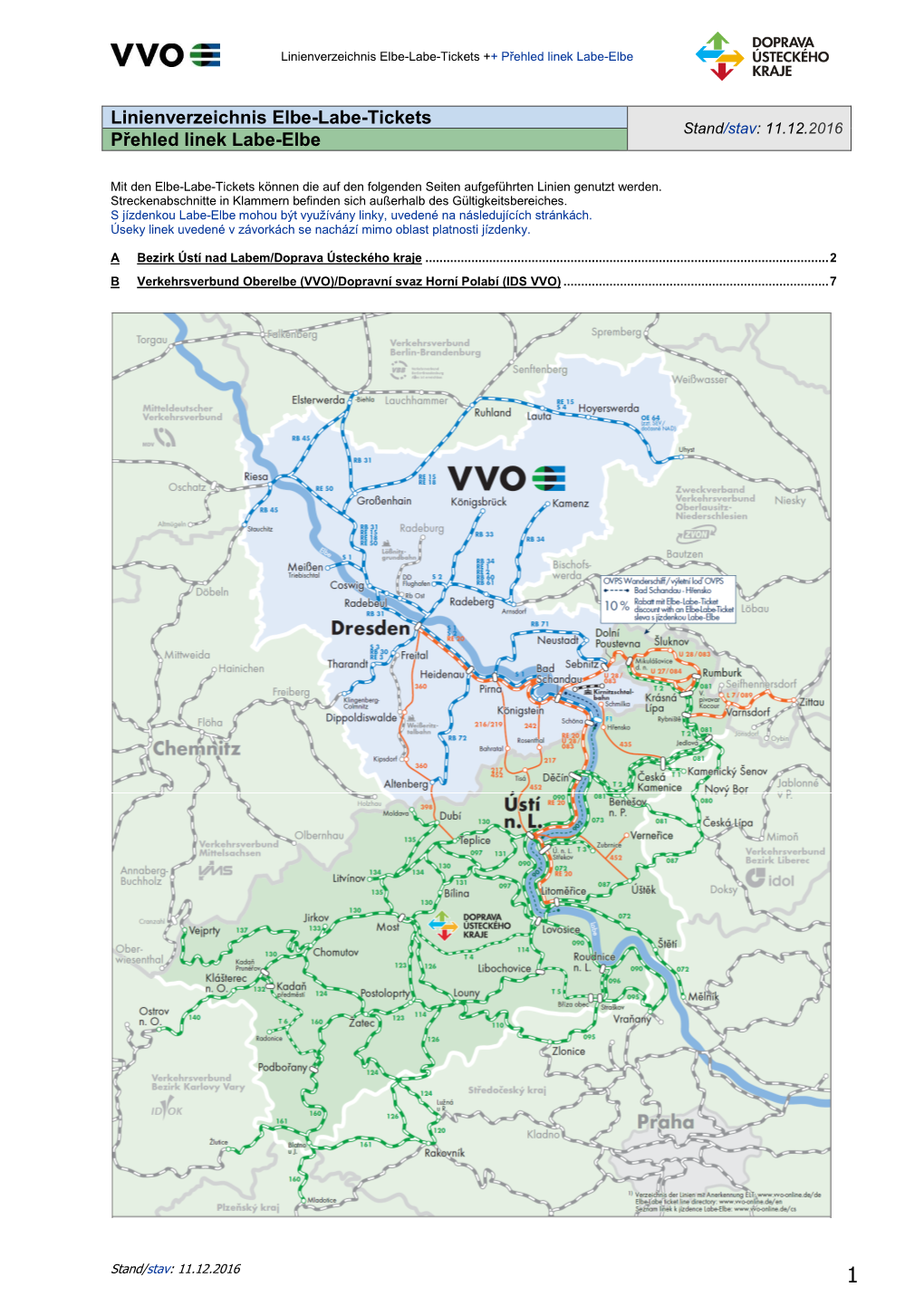 Elbe-Labe-Tickets ++ Přehled Linek Labe-Elbe