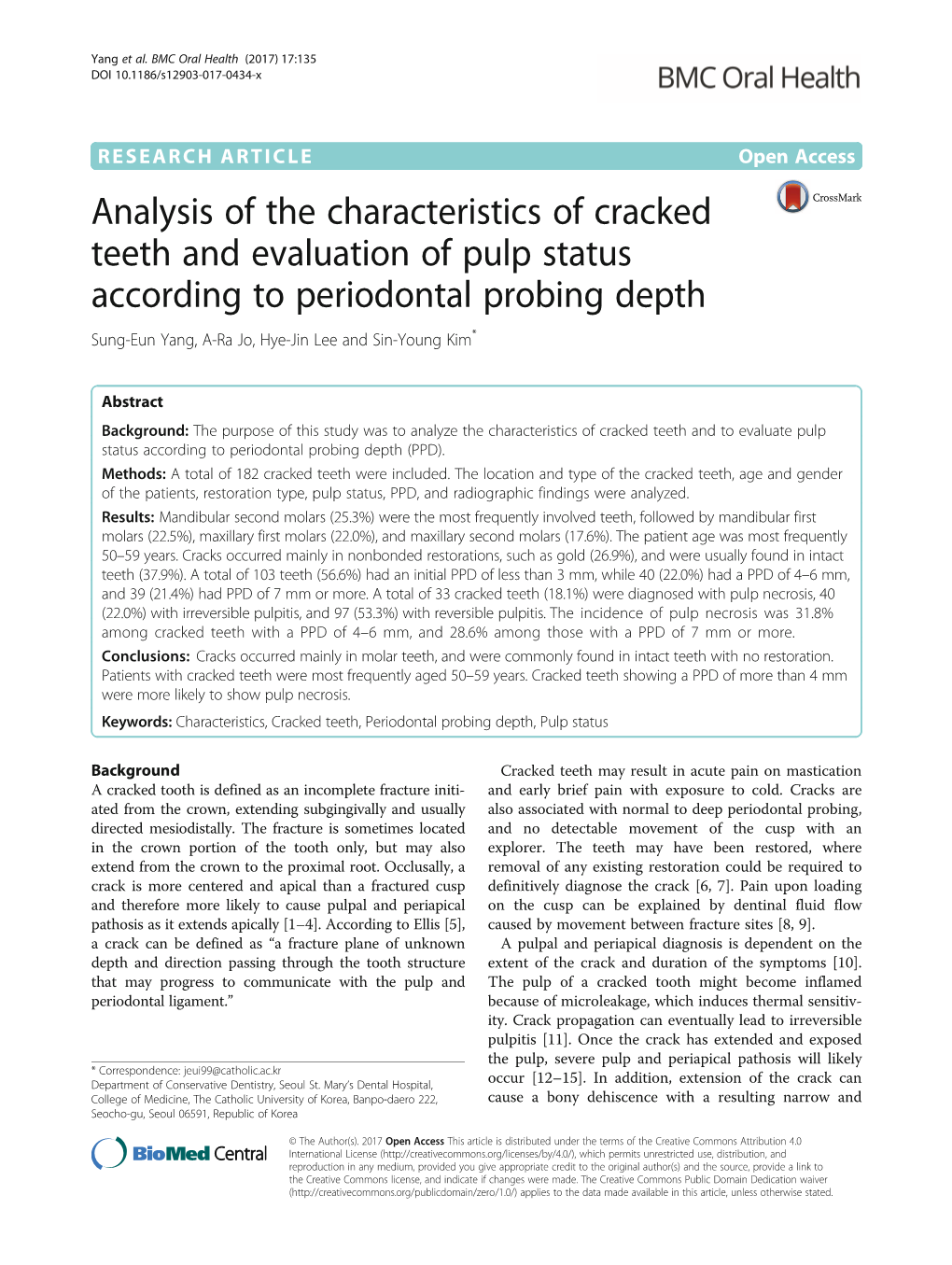 Analysis of the Characteristics of Cracked Teeth and Evaluation Of