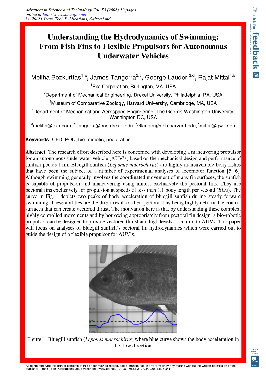 Understanding the Hydrodynamics of Swimming: from Fish Fins to Flexible Propulsors for Autonomous Underwater Vehicles