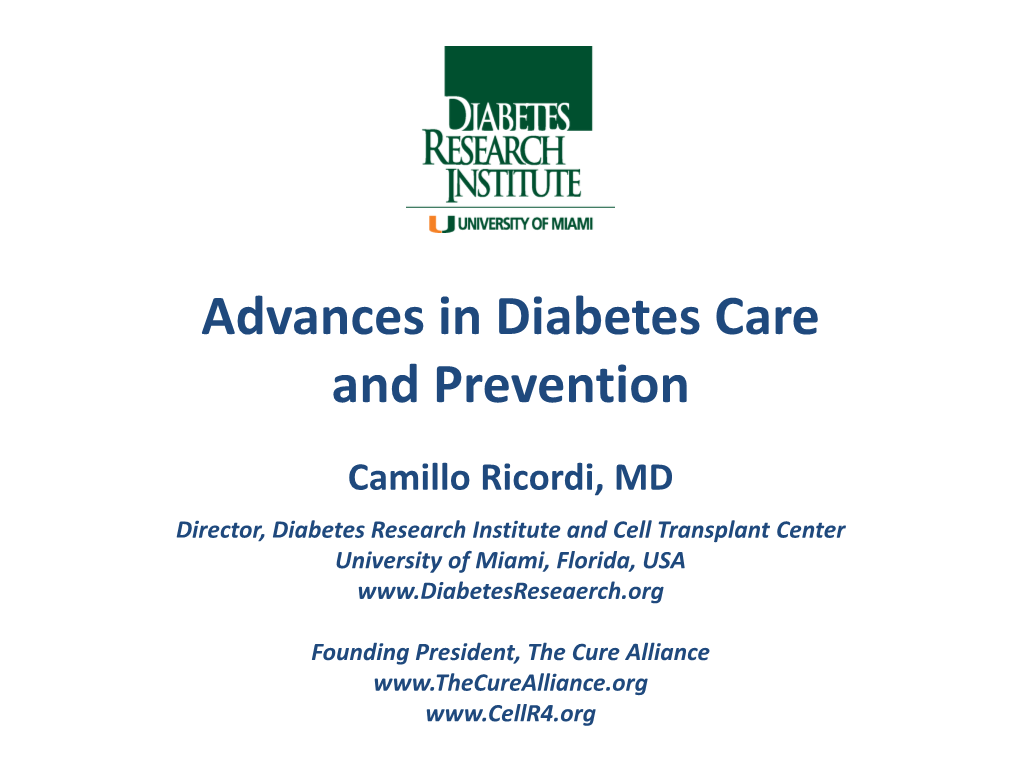 Advances in Diabetes Care and Prevention