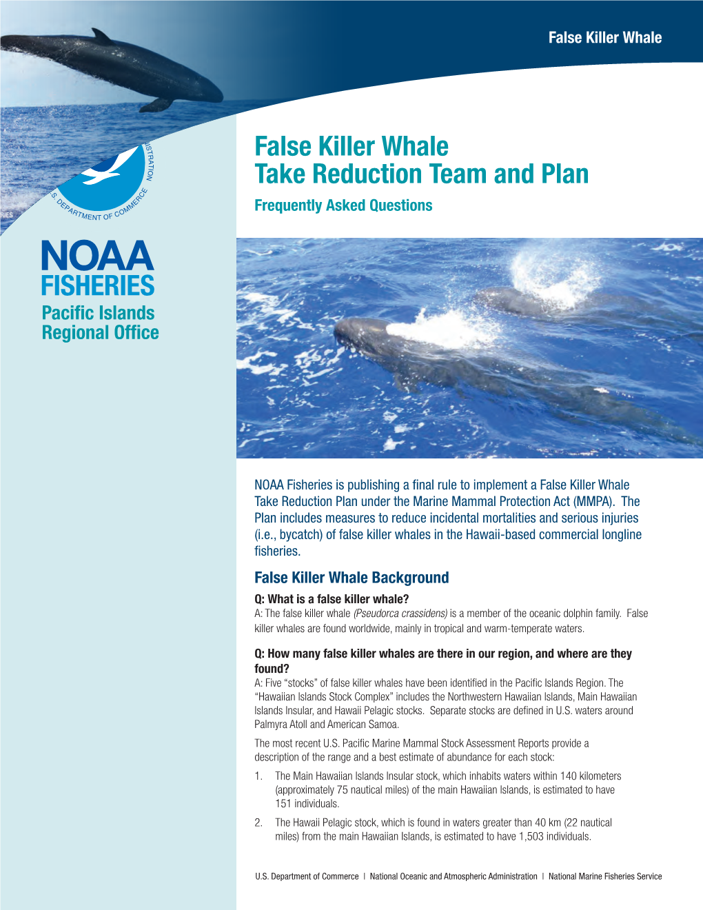 False Killer Whale Take Reduction Team and Plan