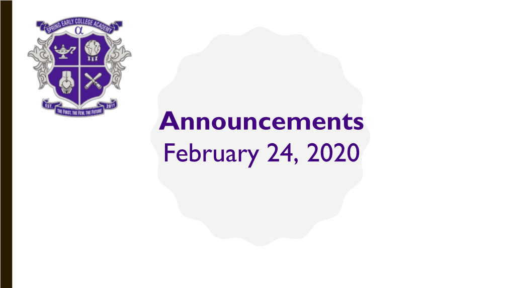 Announcements February 24, 2020