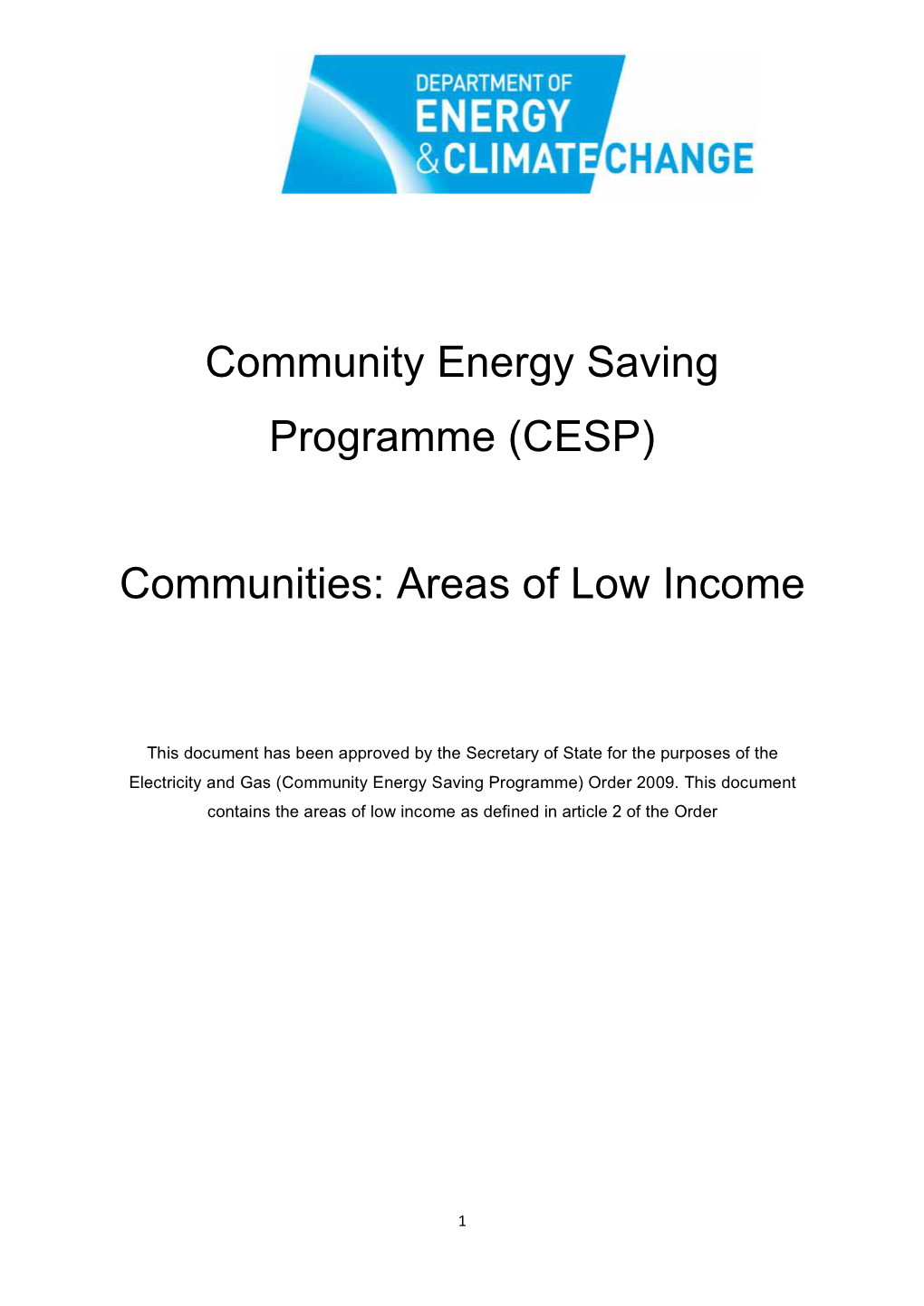 DECC Communites Areas of Low Income CESP