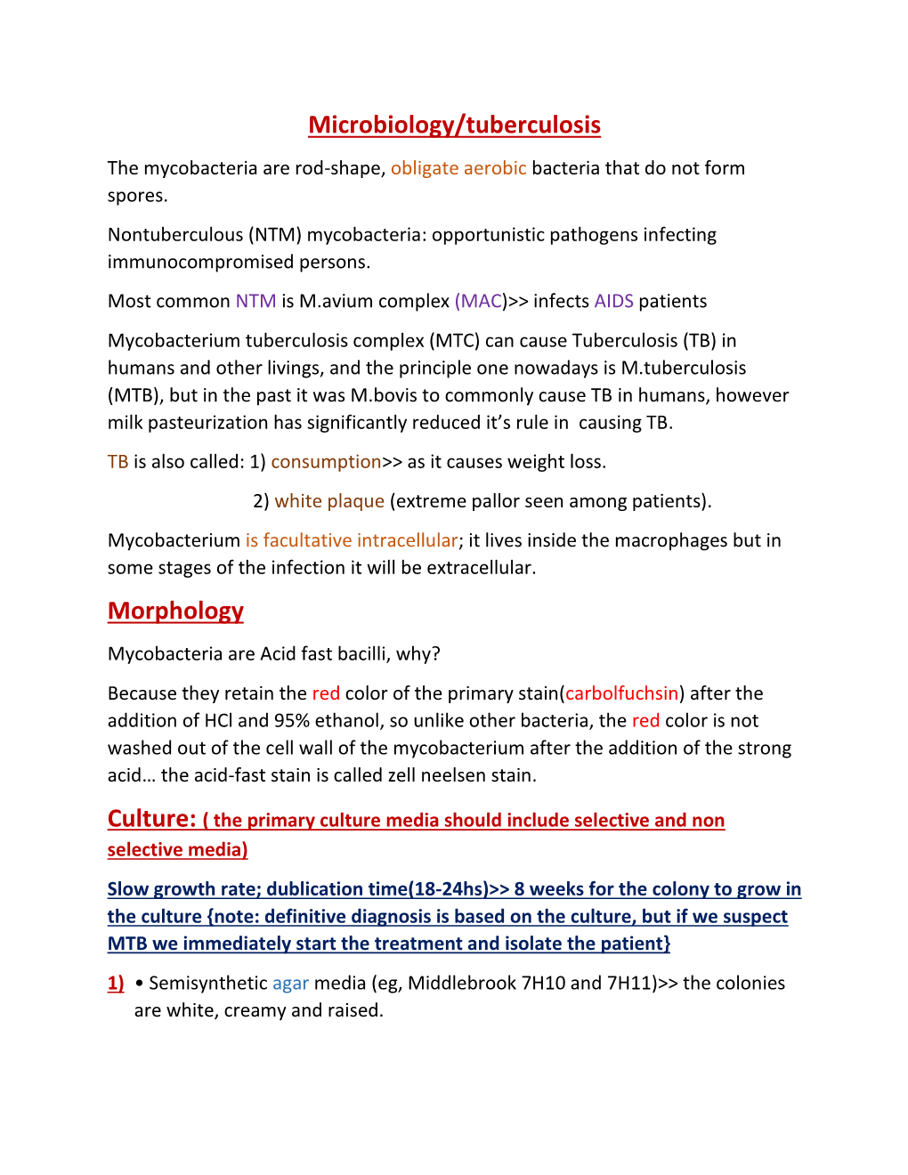 Microbiology/Tuberculosis Morphology