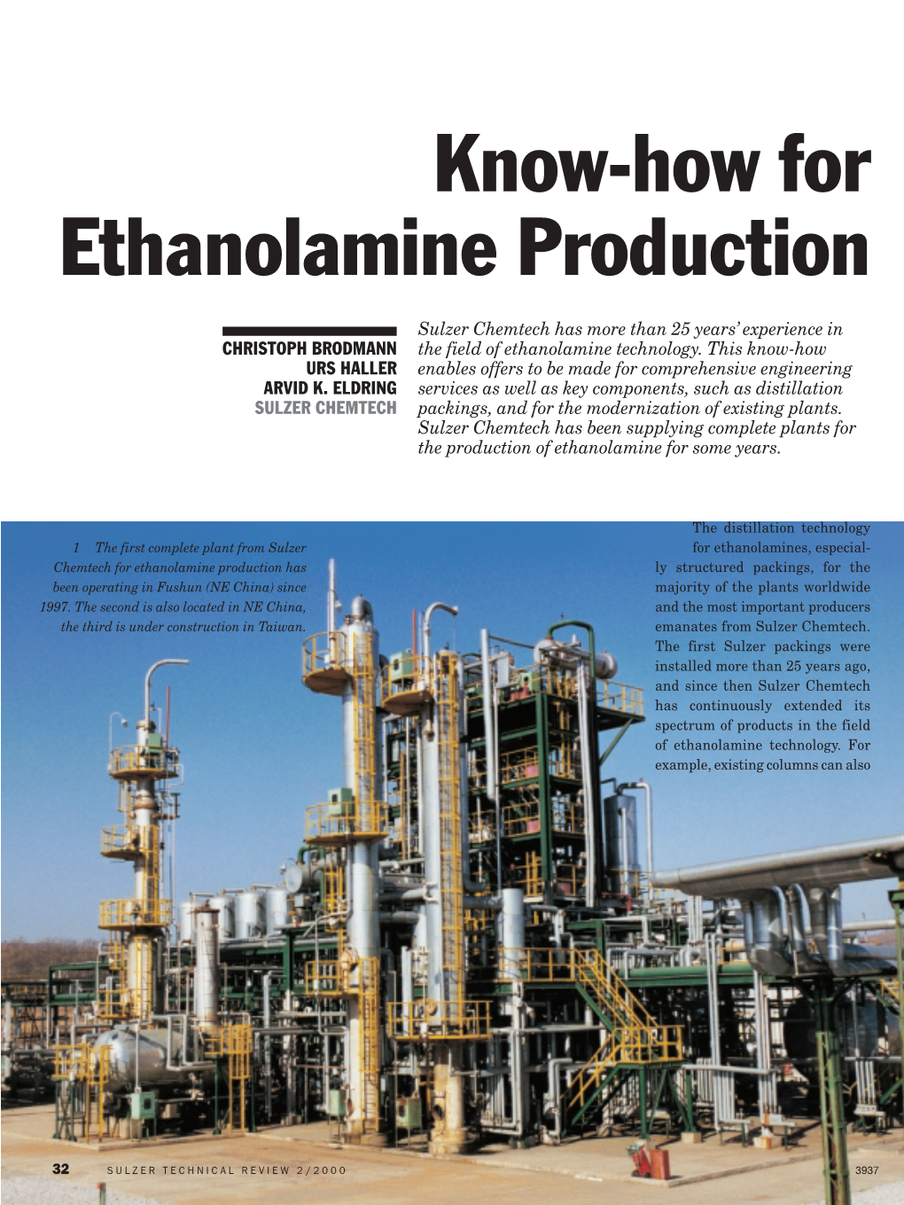 Know-How for Ethanolamine Production