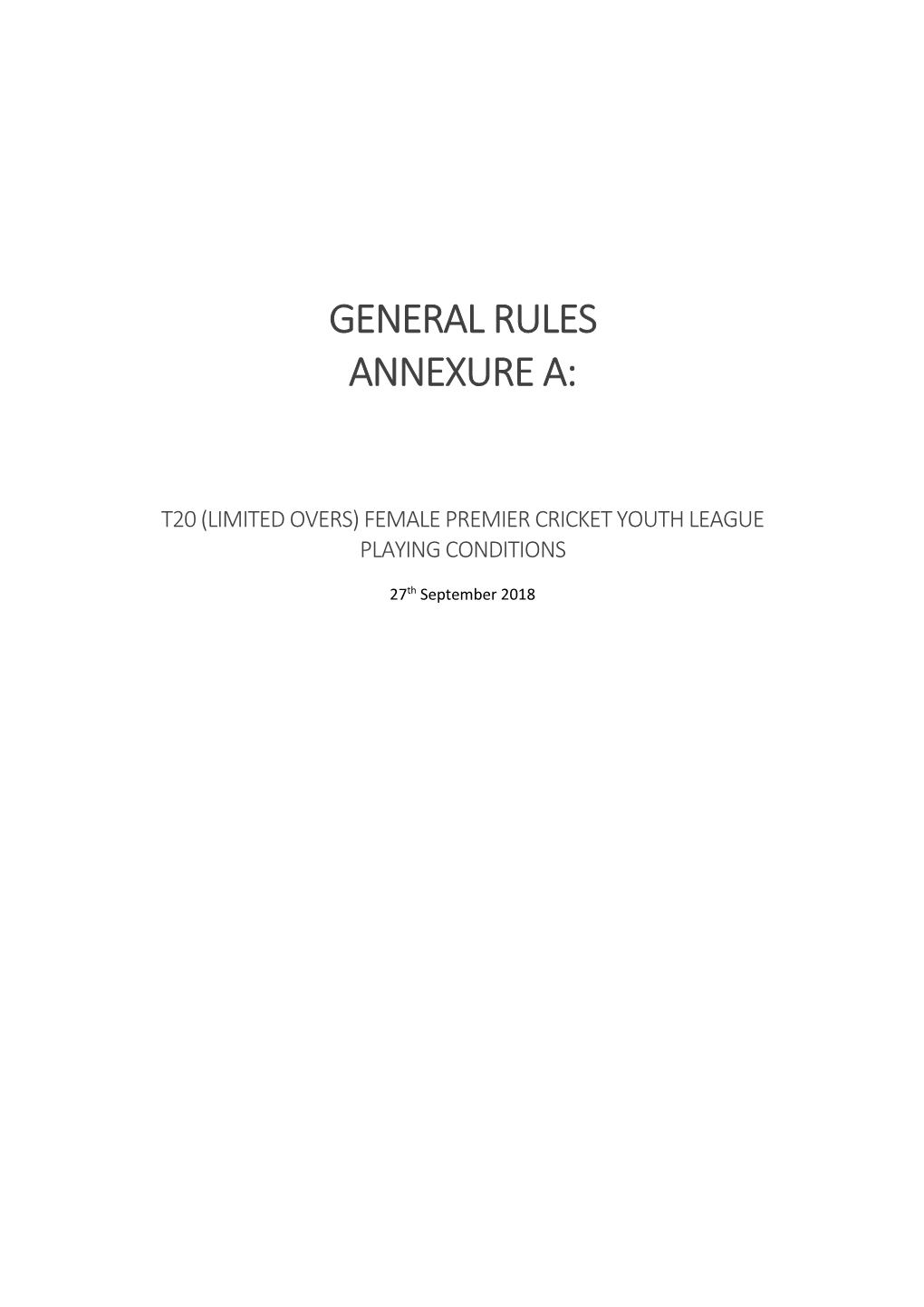 General Rules Annexure A