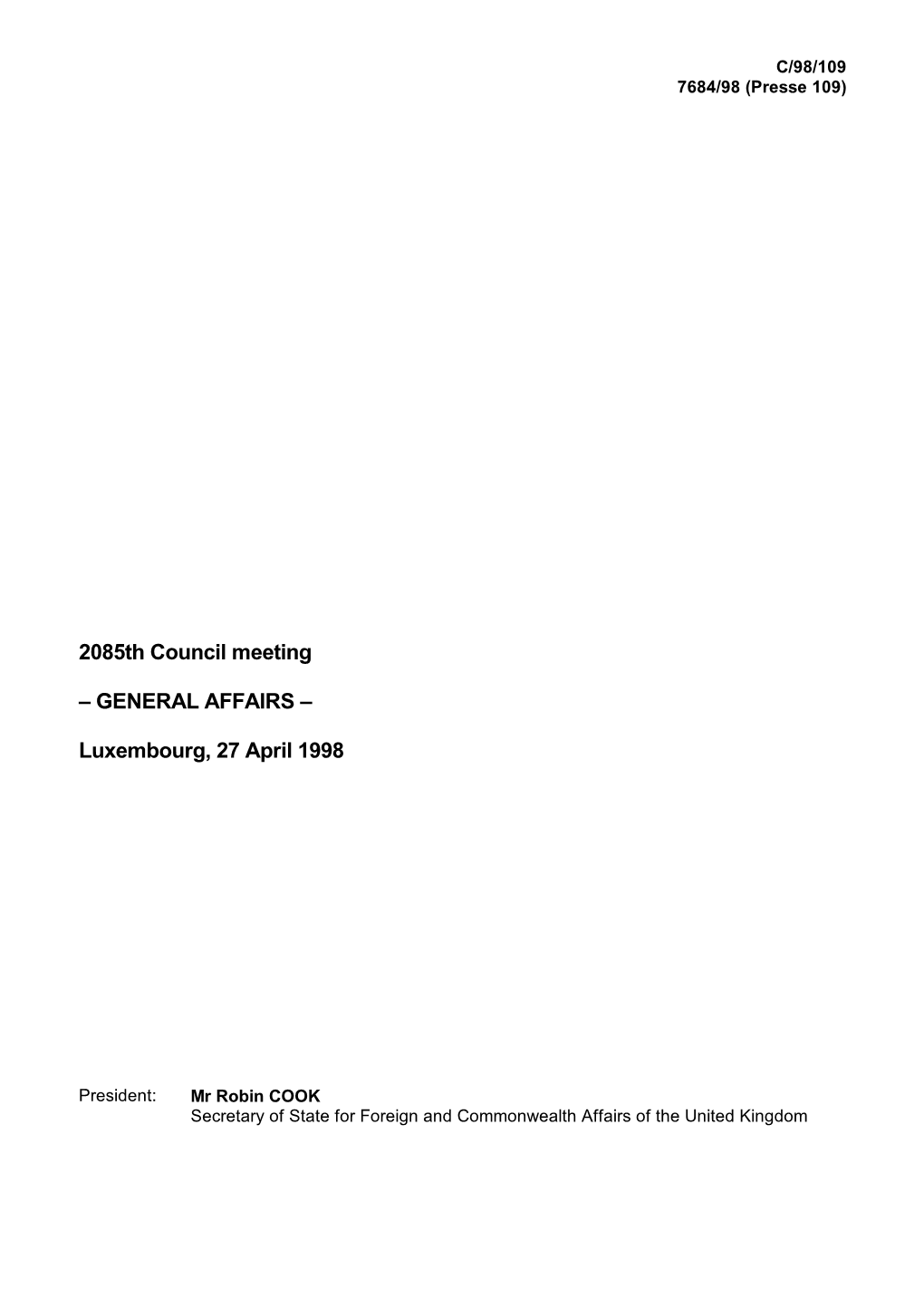 2085Th Council Meeting