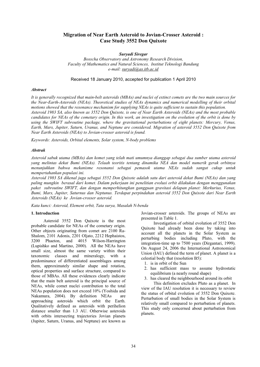 Migration of Near Earth Asteroid to Jovian-Crosser Asteroid : Case Study 3552 Don Quixote