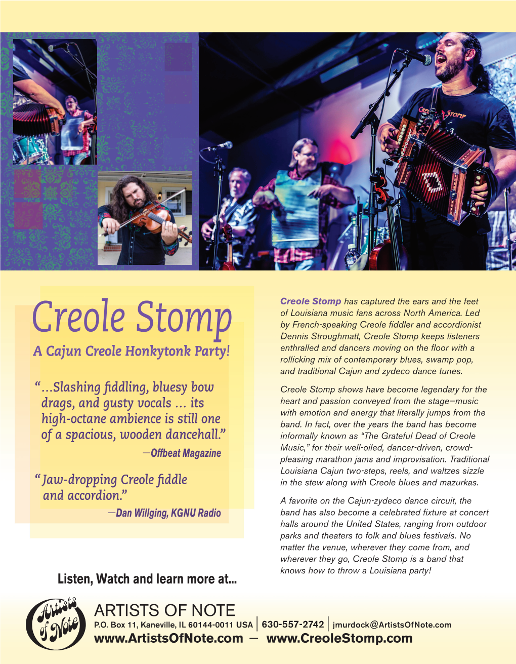 Creole Stomp Band Members Dennis Stroughmatt-Lead