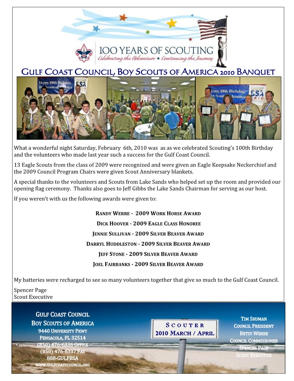 Gulf Coast Council, Boy Scouts of America 2010 Banquet