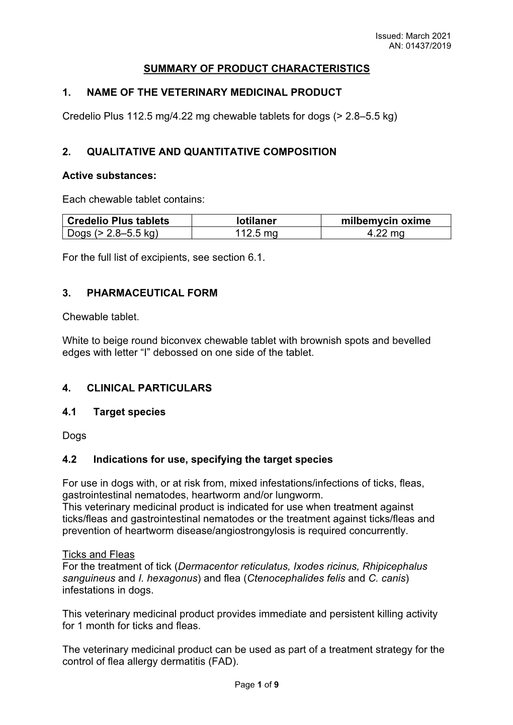 Summary of Product Characteristics 1. Name Of