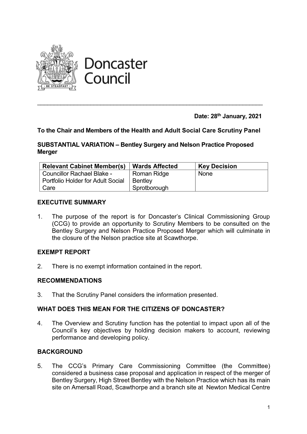 Substantial Variation GP Practice Proposed Merger PDF 970 KB