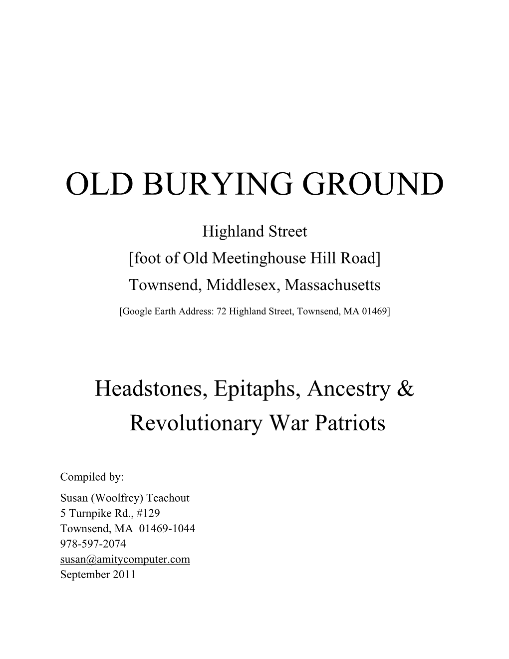 Old Burying Ground Headstones