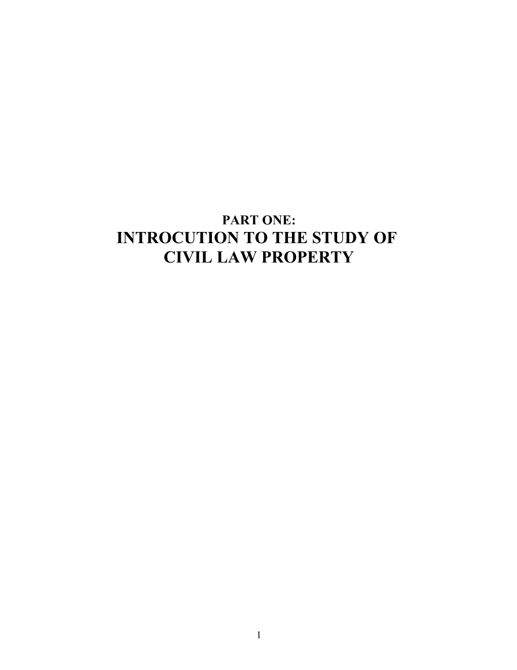 Introcution to the Study Of