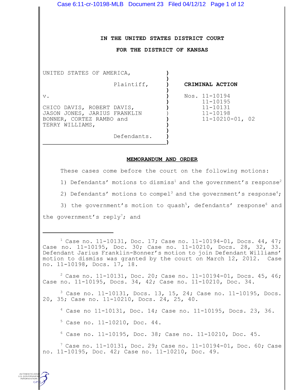 In the United States District Court for the District of Kansas