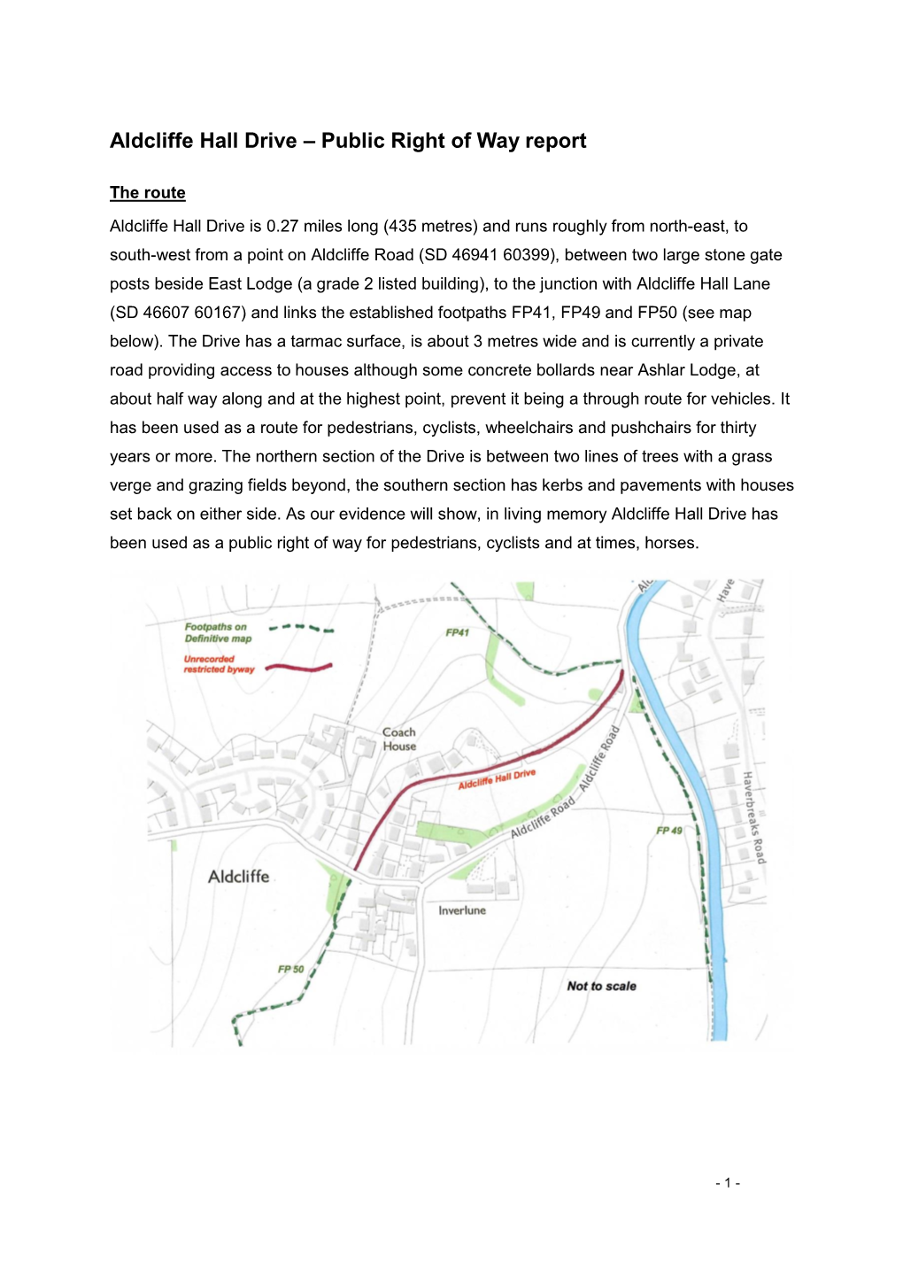 Aldcliffe Hall Drive – Public Right of Way Report