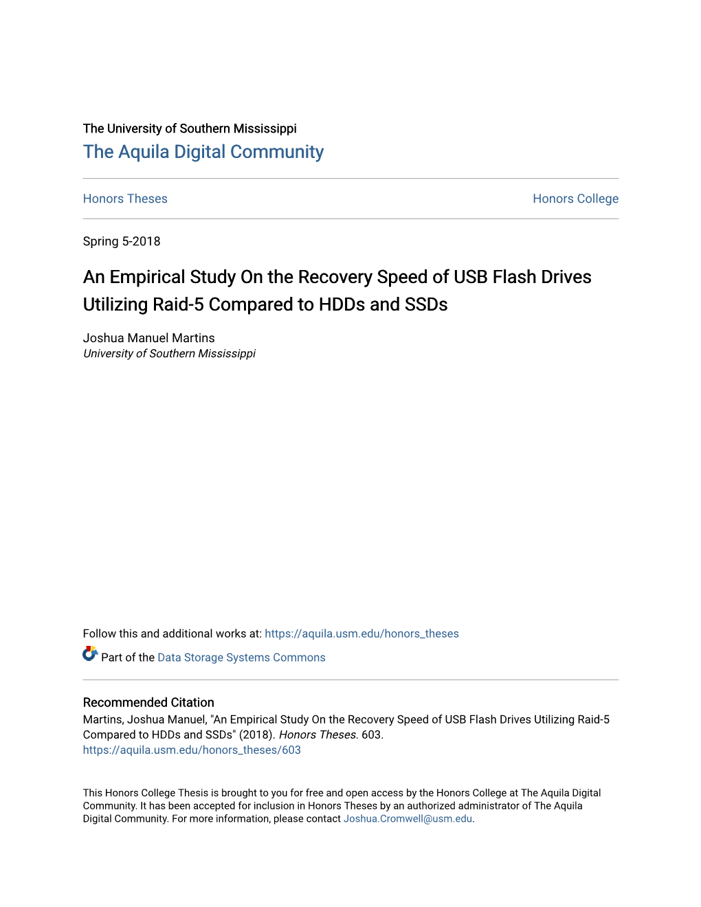 An Empirical Study on the Recovery Speed of USB Flash Drives Utilizing Raid-5 Compared to Hdds and Ssds