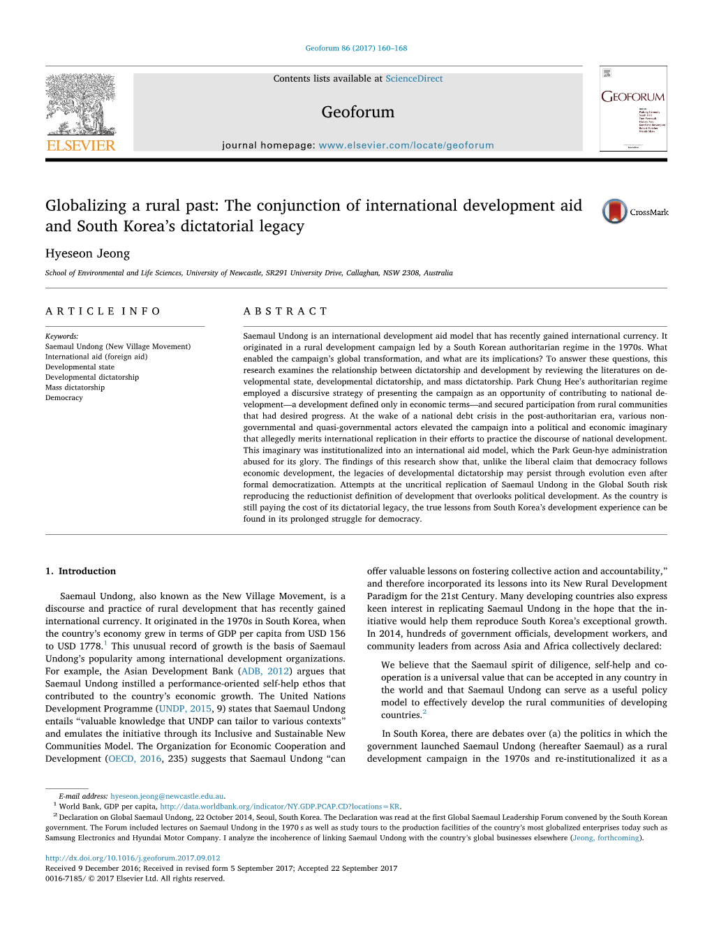 The Conjunction of International Development Aid and South Koreaￃ