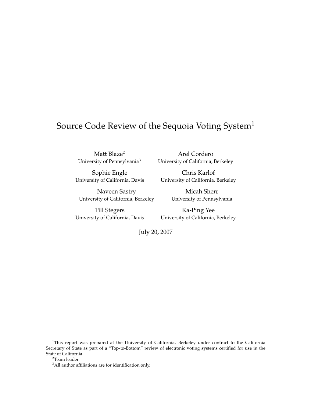 Source Code Review of the Sequoia Voting System1