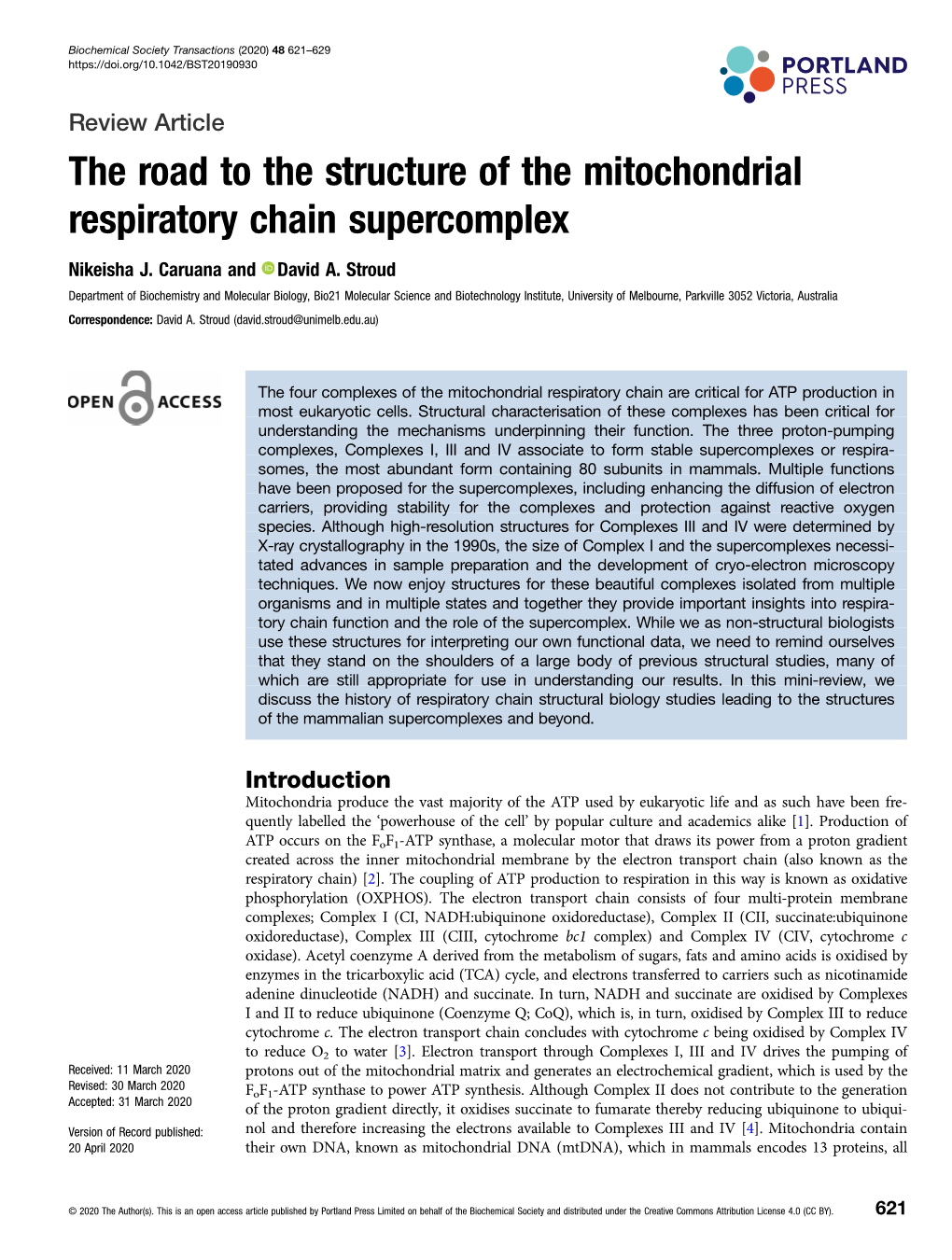 The Road to the Structure of the Mitochondrial Respiratory Chain Supercomplex
