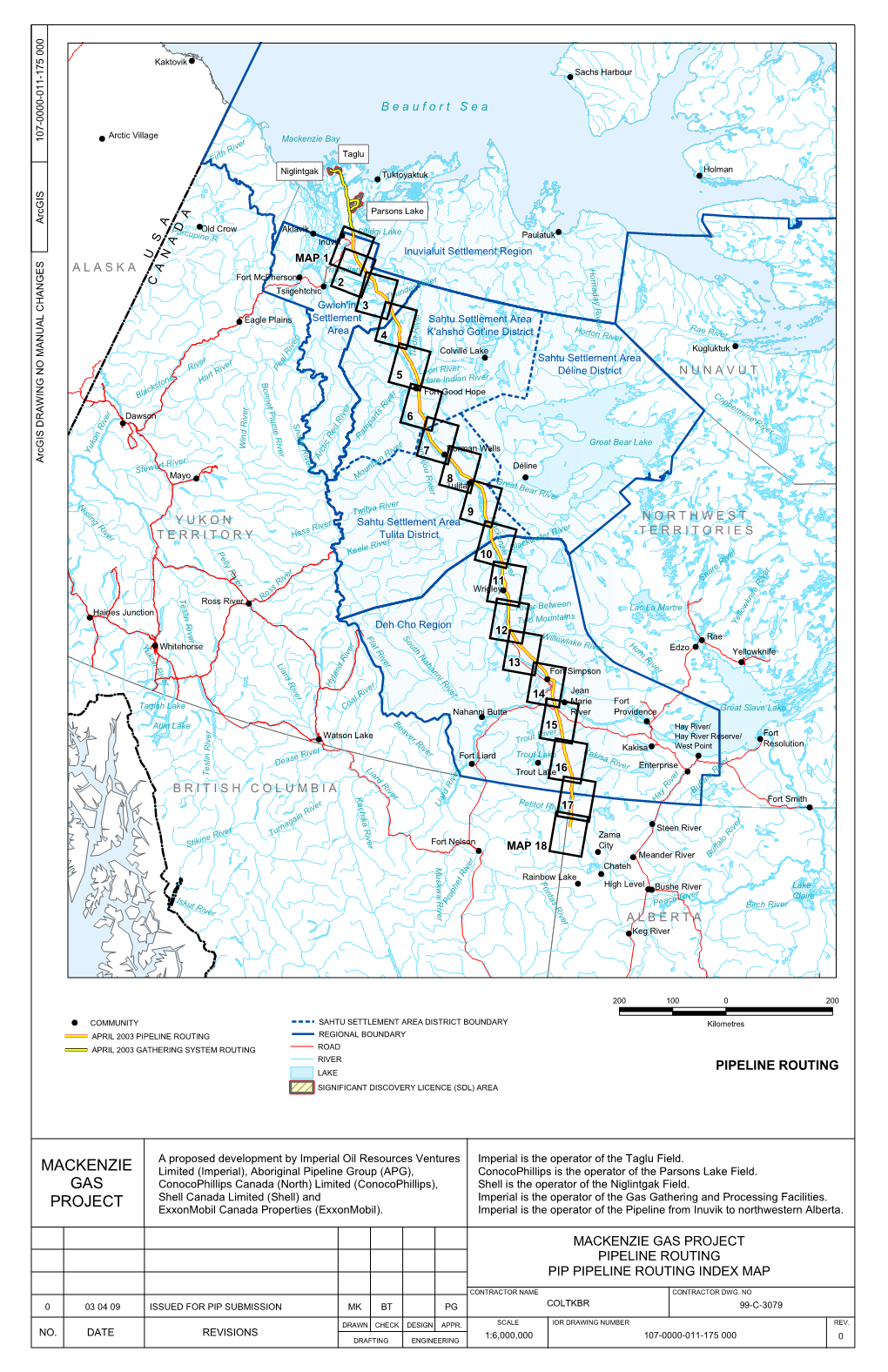 Mackenzie Gas Project Pipeline Routing Pip Pipeline Routing Index Map