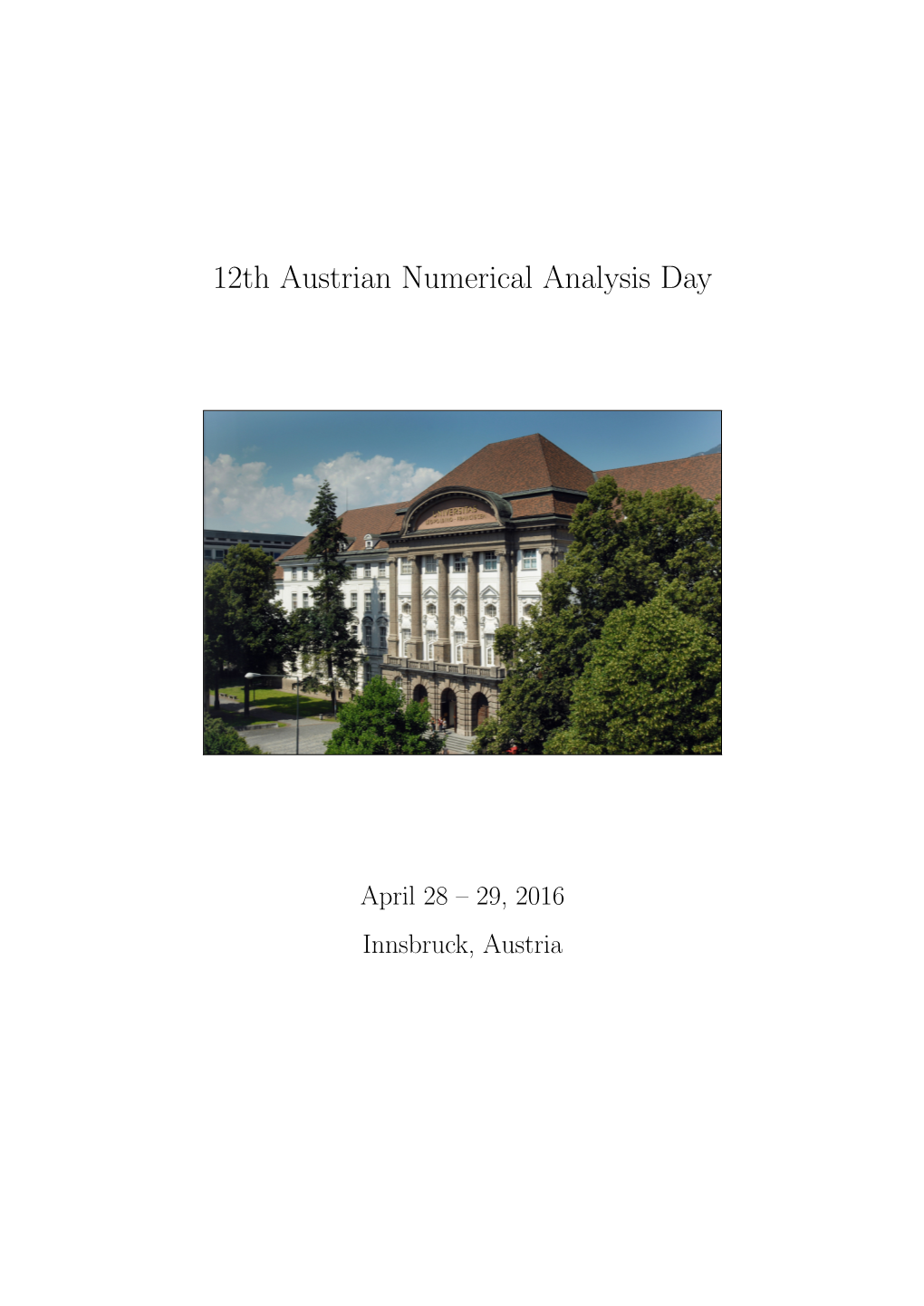 12Th Austrian Numerical Analysis Day