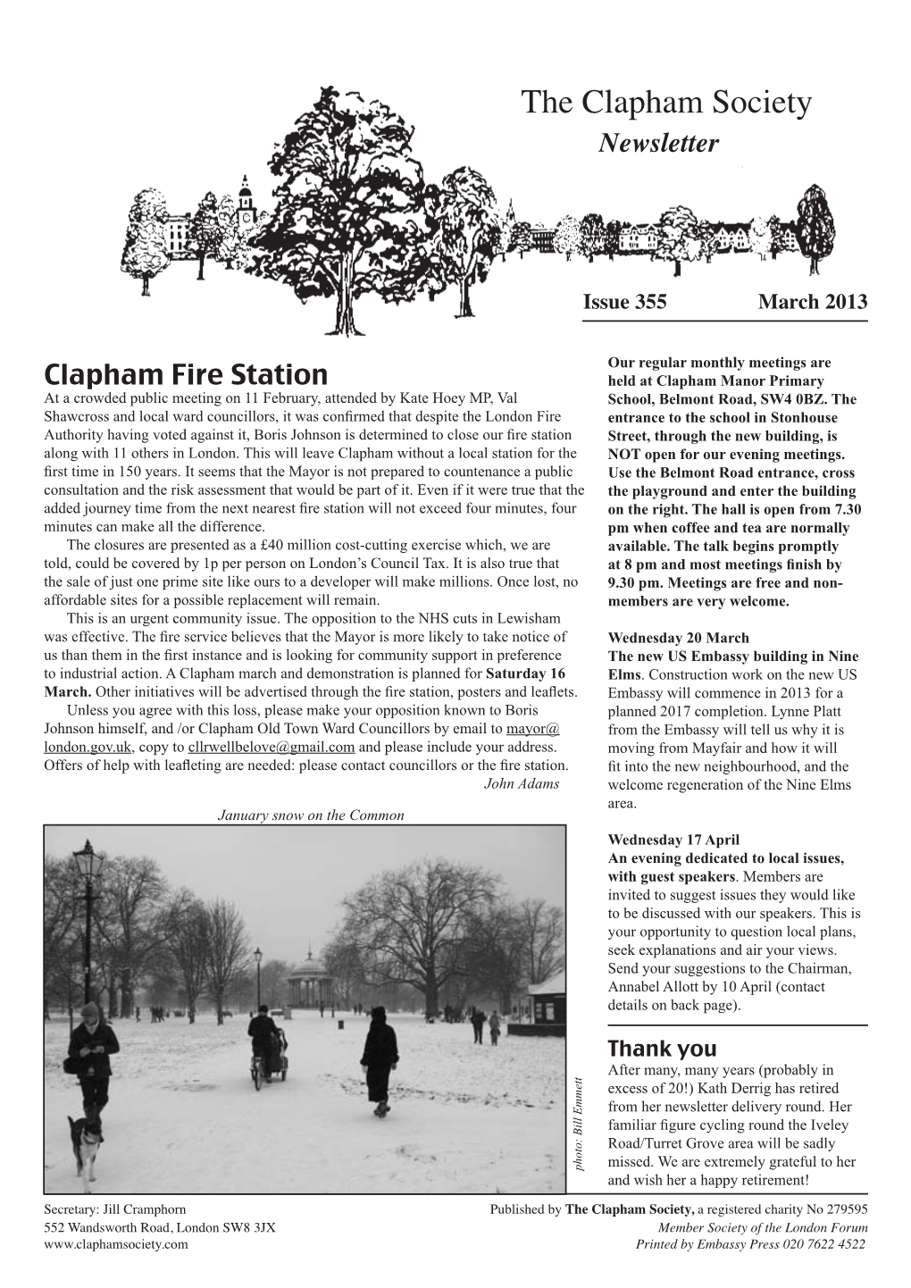 The Clapham Society Newsletter