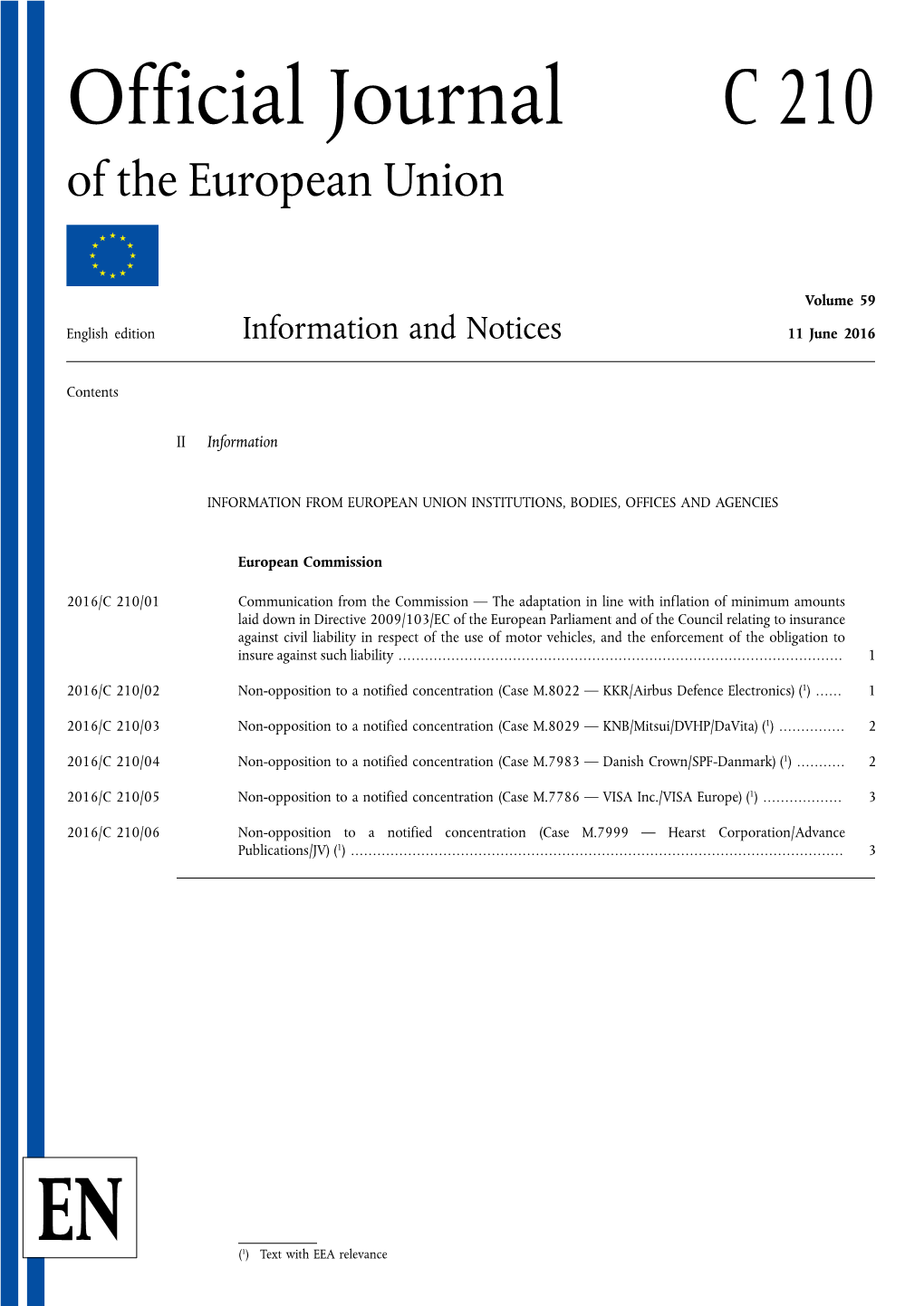 Official Journal C 210 of the European Union