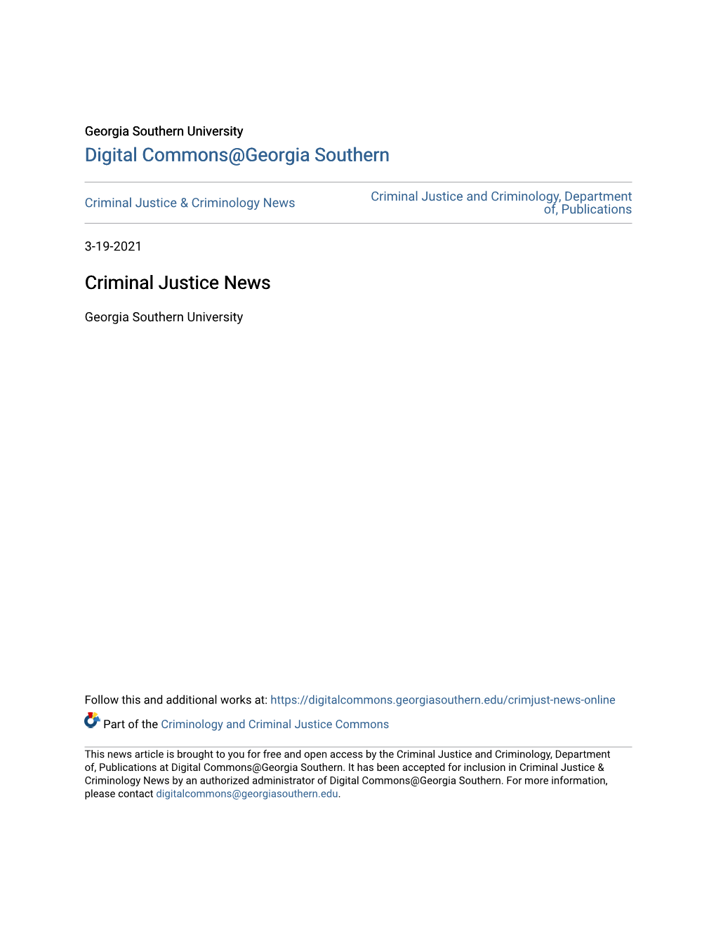 Criminal Justice and Criminology News