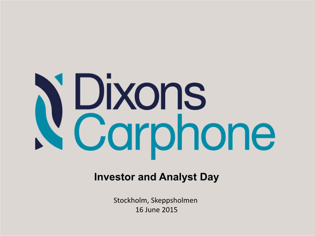 Investor and Analyst Day