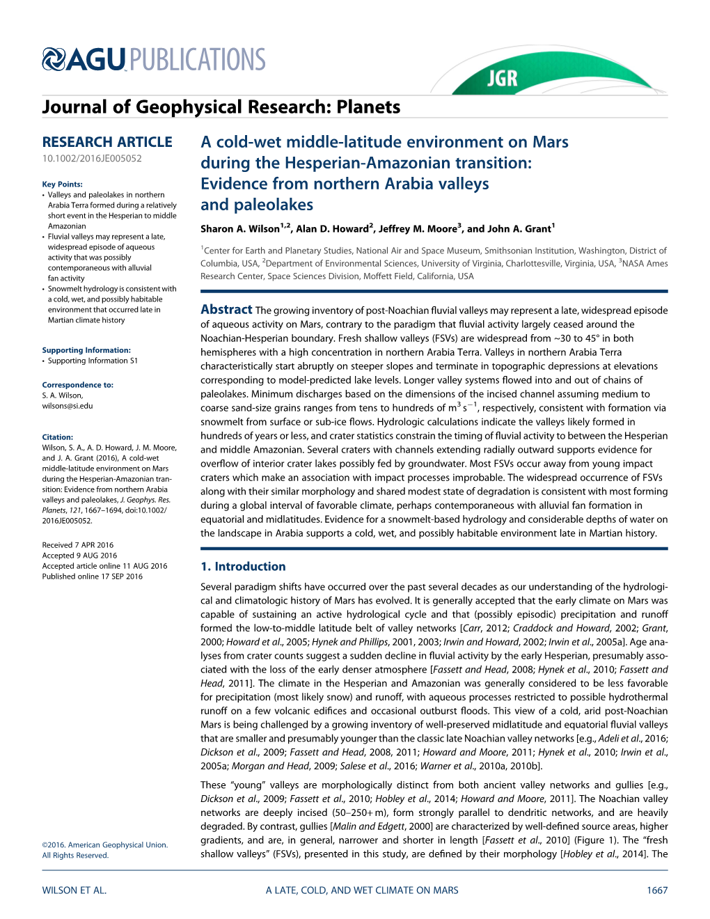 A Cold-Wet Middle-Latitude Environment on Mars During the Hesperian-Amazonian Transition