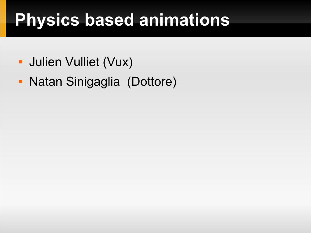 Physics Based Animations