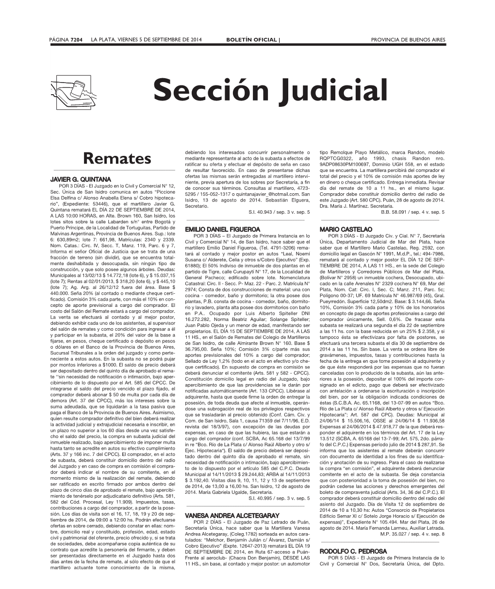 Sección Judicial Remates