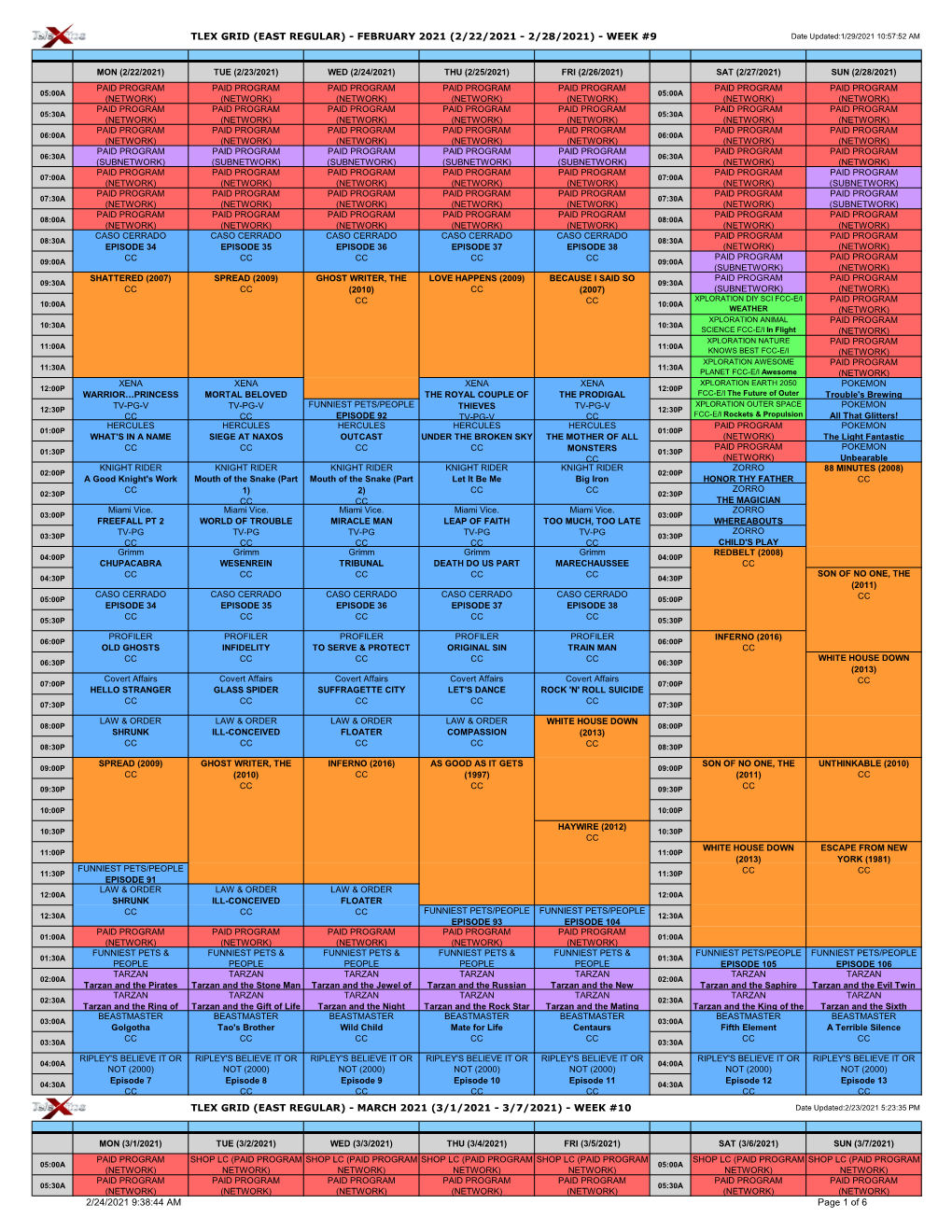 FEBRUARY 2021 (2/22/2021 - 2/28/2021) - WEEK #9 Date Updated:1/29/2021 10:57:52 AM