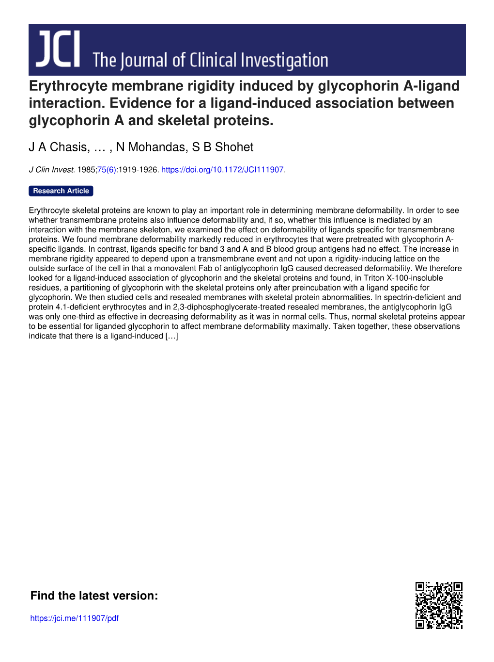 Erythrocyte Membrane Rigidity Induced by Glycophorin A-Ligand Interaction