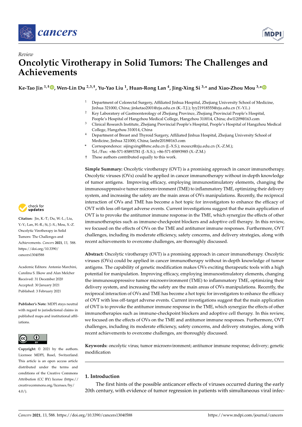 Oncolytic Virotherapy in Solid Tumors: the Challenges and Achievements