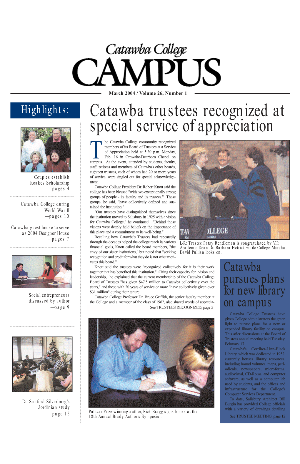 Catawba Trustees Recognized at Special Service of Appreciation