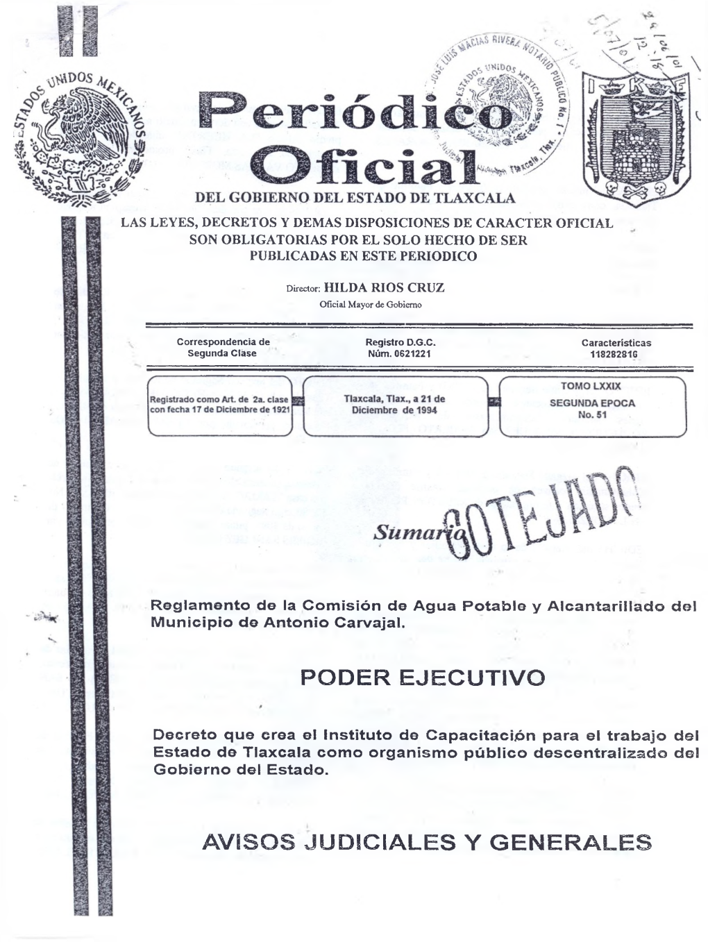 Decreto Que Crea El Instituto De Capacitación Para El Trabajo Del Estado De Tlaxcala Como Organismo Público Descentralizado Del Gobierno Del Estado