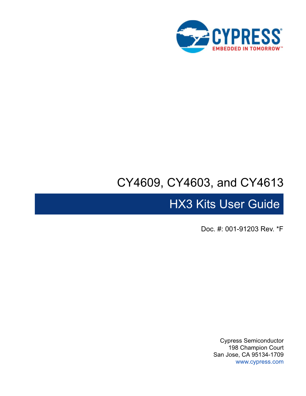 CY4609, CY4603, and CY4613 HX3 Kits User Guide