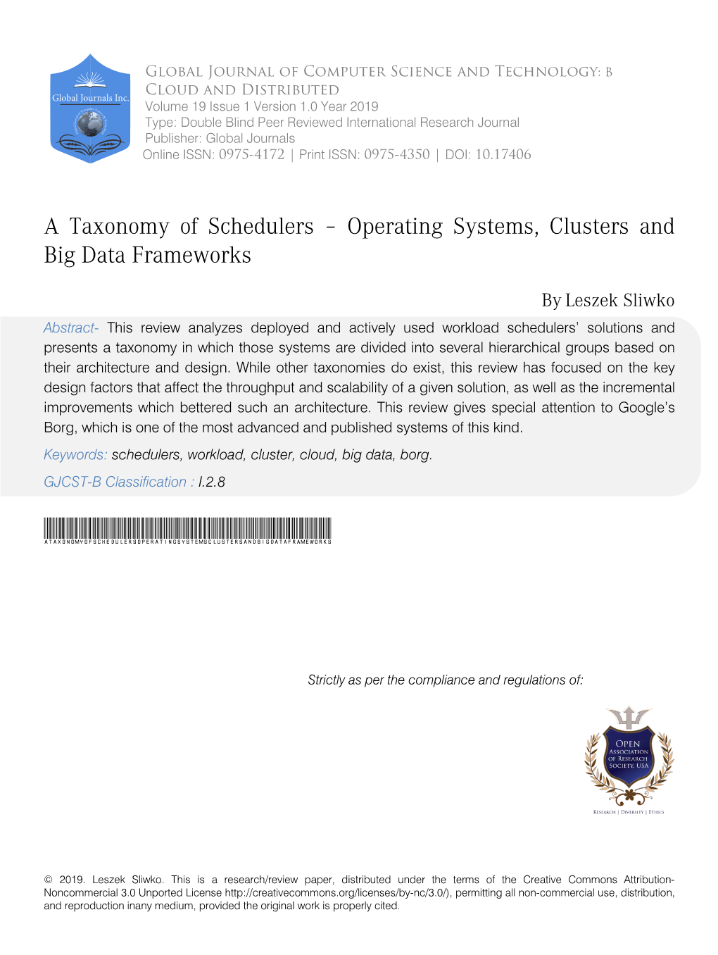 A Taxonomy of Schedulers – Operating Systems, Clusters and Big Data Frameworks