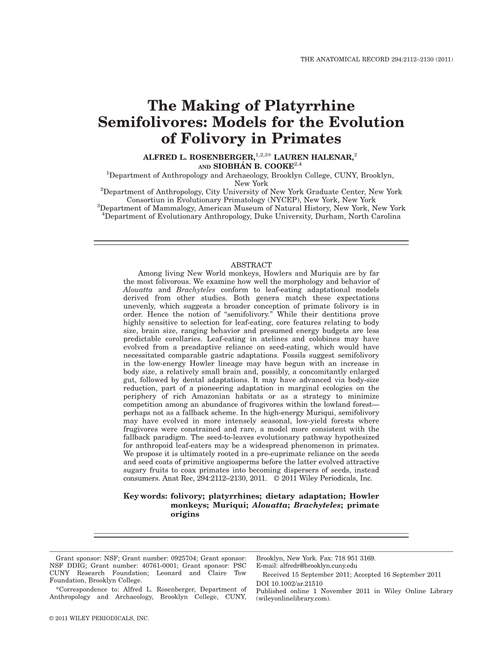 Models for the Evolution of Folivory in Primates