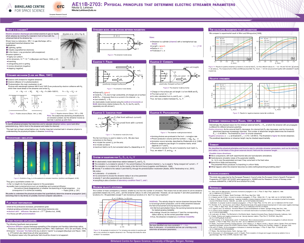 Physical Principles That Determine Electric Streamer Parameters Nikolai G