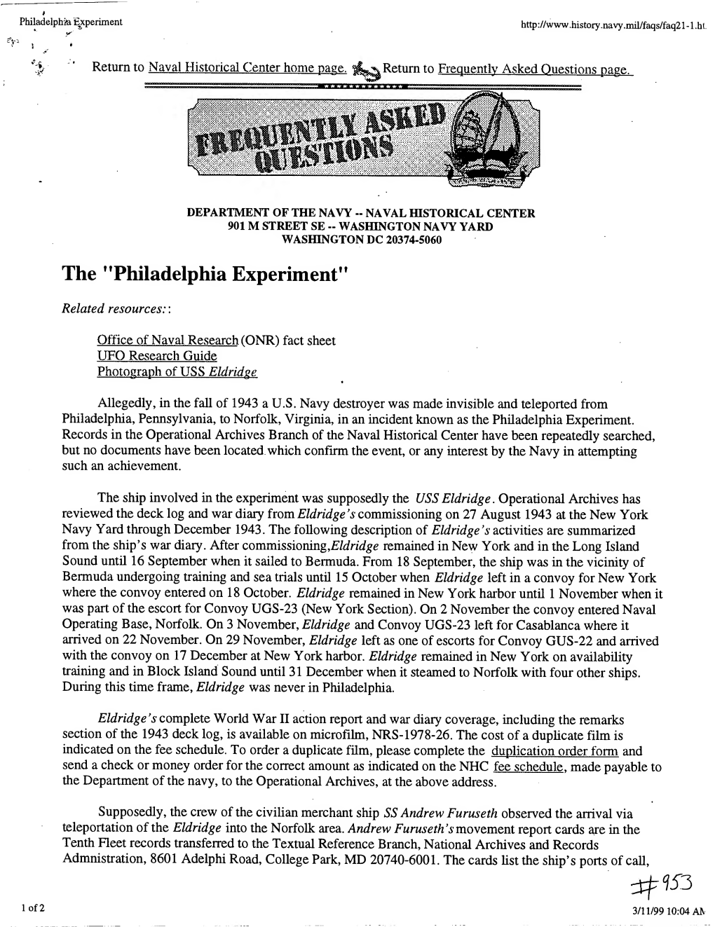 Philadelphia Experiment'*