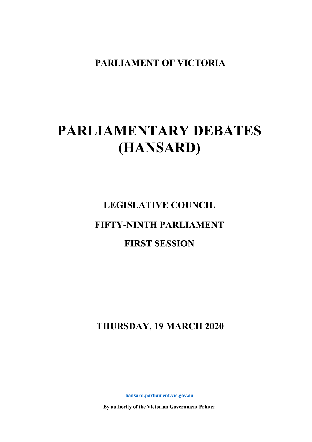 Parliamentary Debates (Hansard)