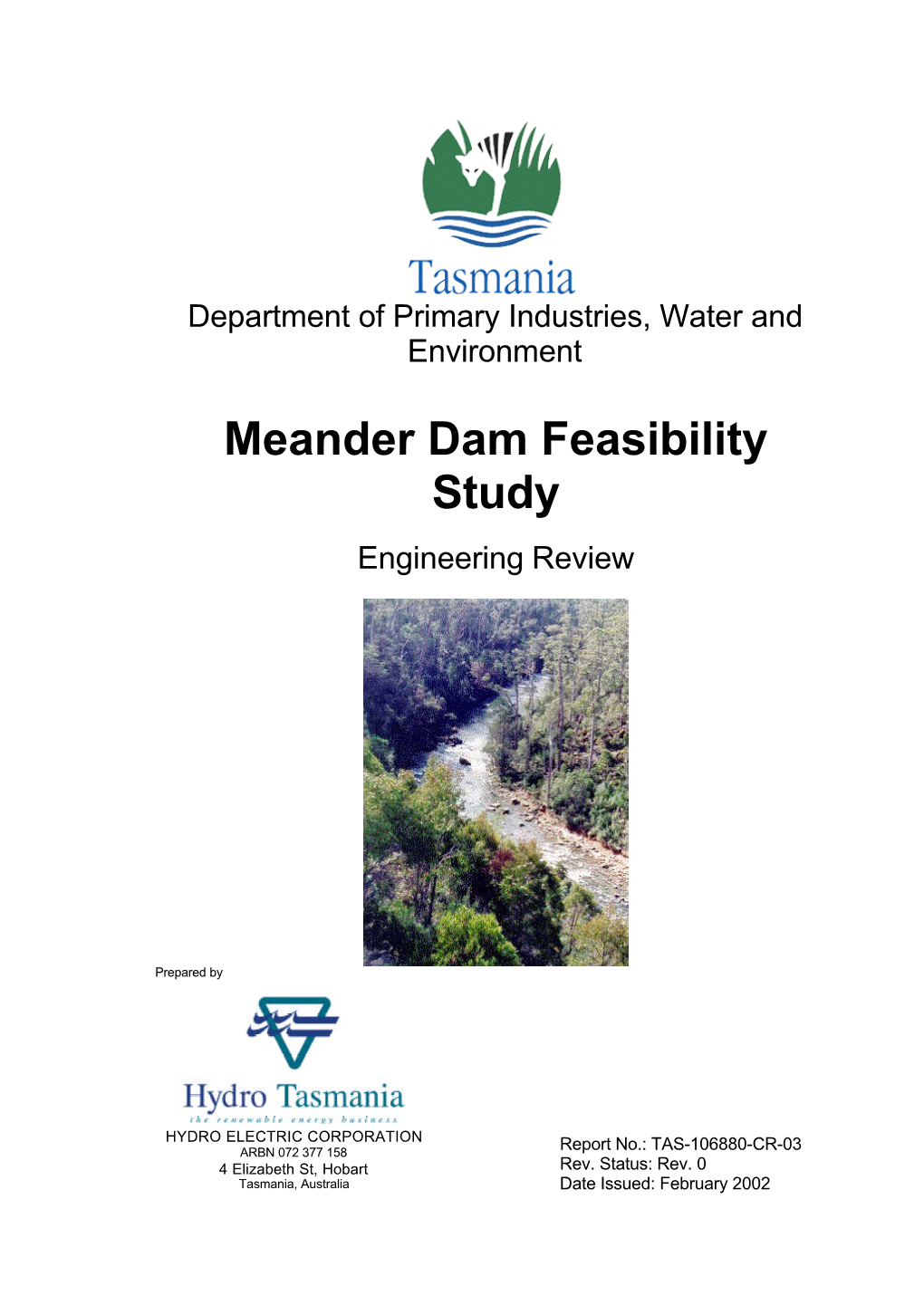 Meander Dam Feasibility Study Engineering Review