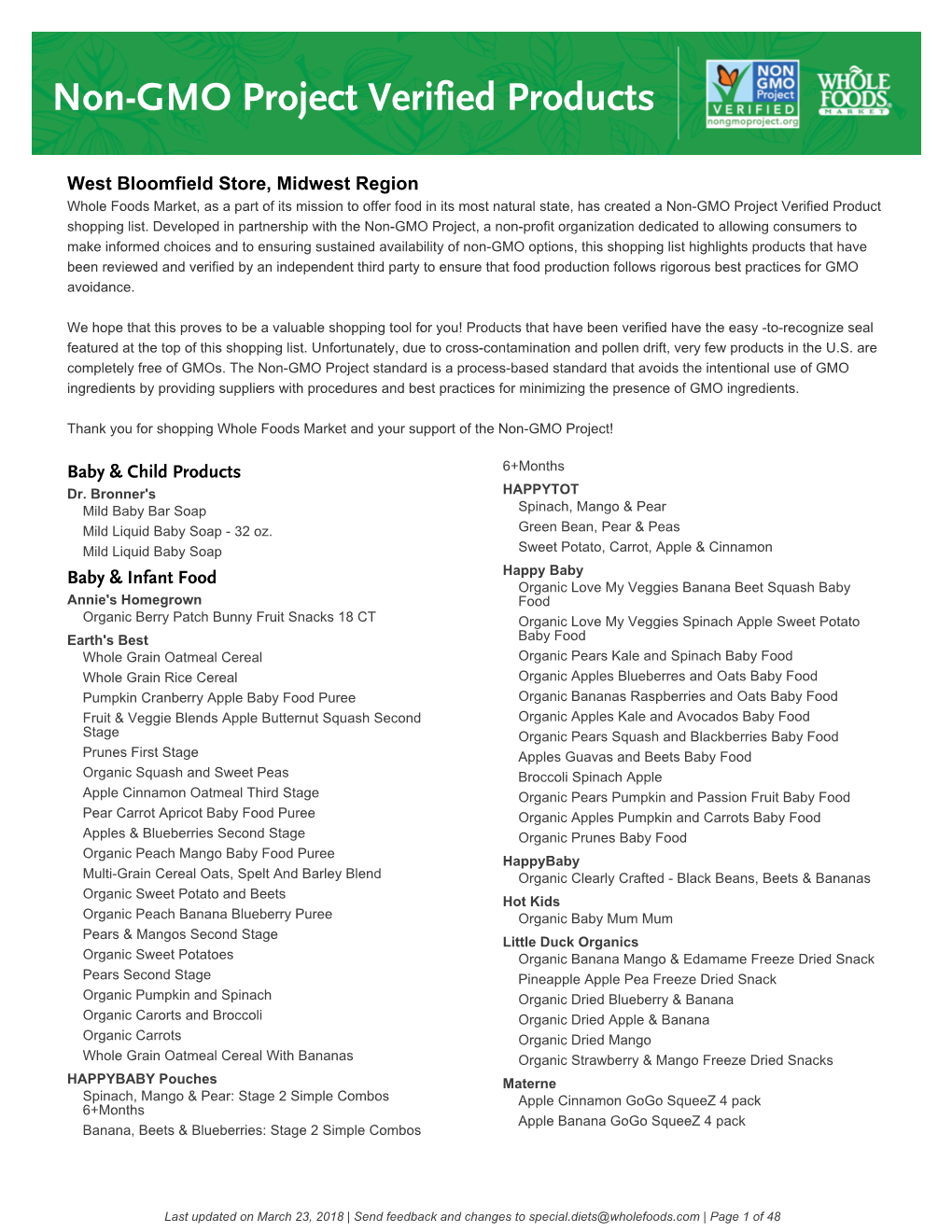 Non-GMO Project Verified Products