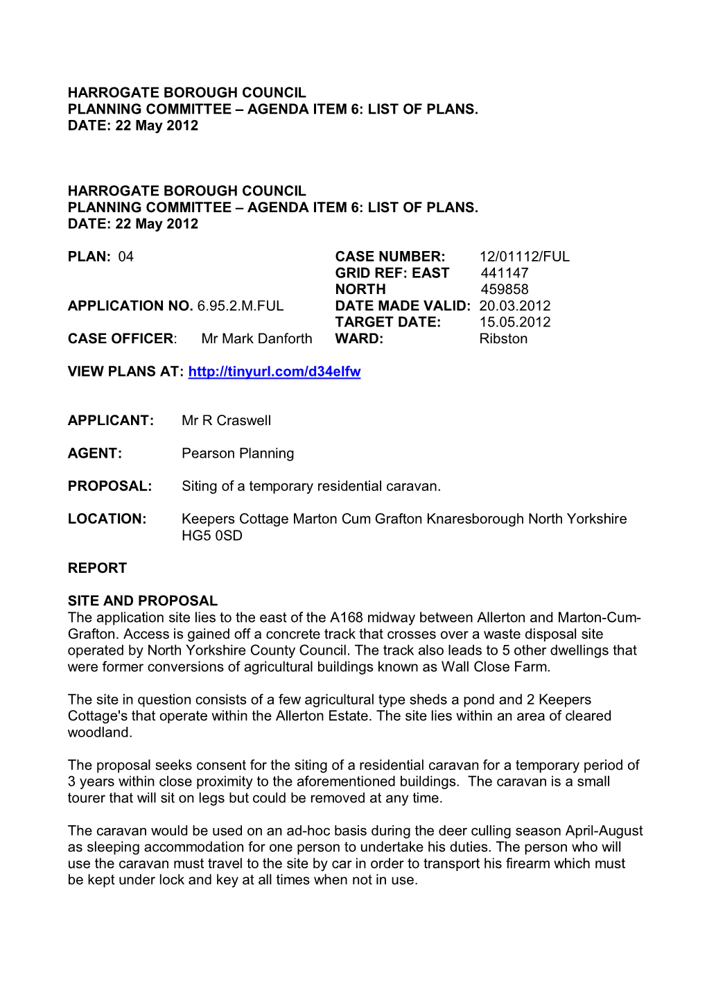 Harrogate Borough Council Planning Committee – Agenda Item 6: List of Plans