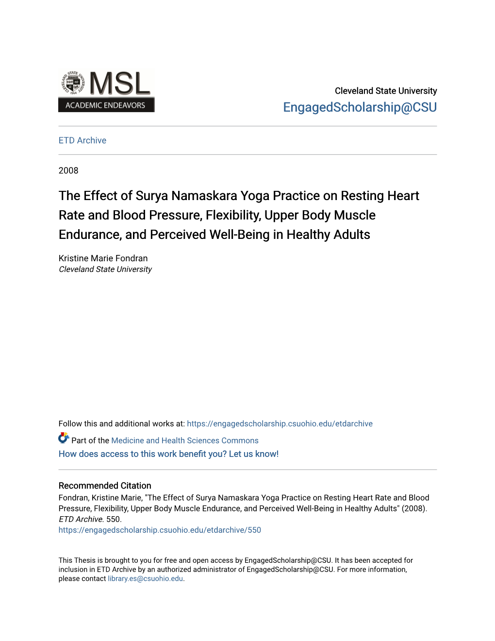 The Effect of Surya Namaskara Yoga