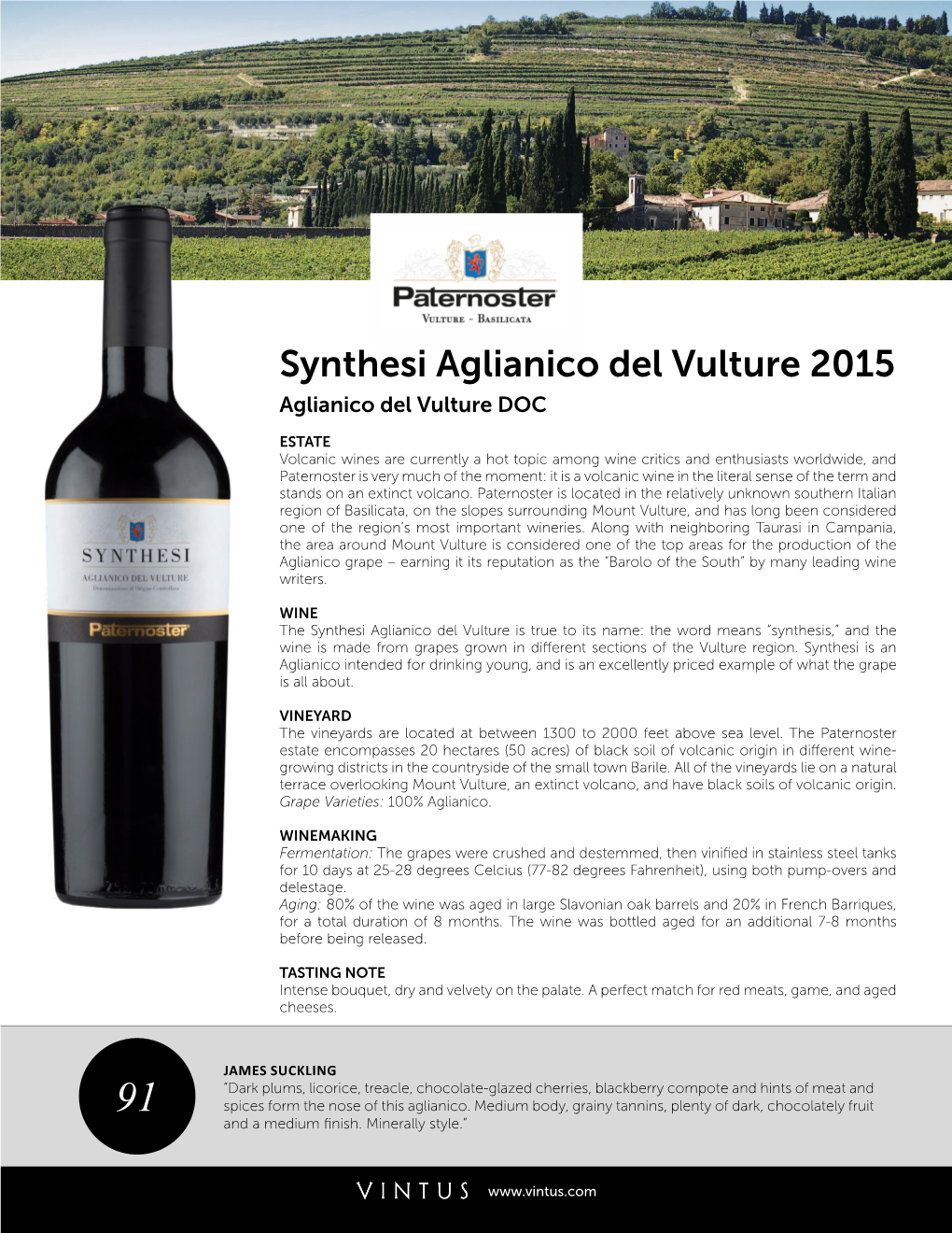 Synthesi Aglianico Del Vulture 2015 Aglianico Del Vulture DOC